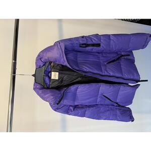 SAM Purple Puffer Jacket with High Collar and Zipper Pockets